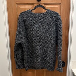 WOOL ARAN Gray Cable Knit Women's Sweater L